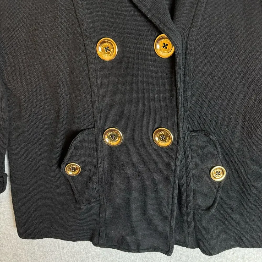 Michael Kors Coat Women’s Large Black Minimalist Career Casual Cotton Preppy